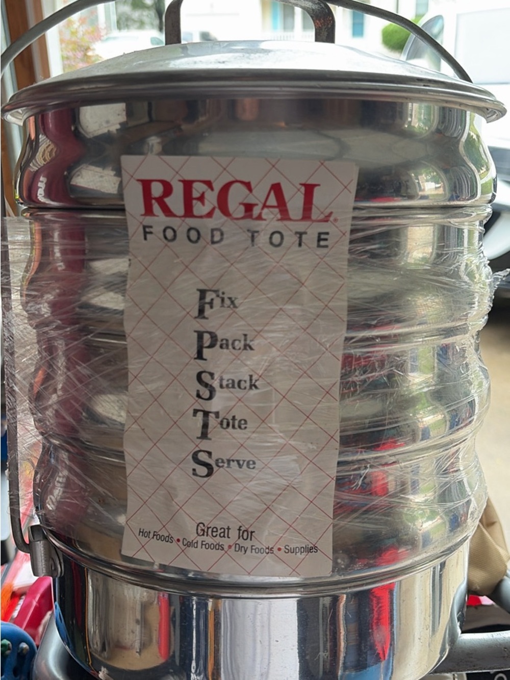 Stainless Steel Food Tote - Silver